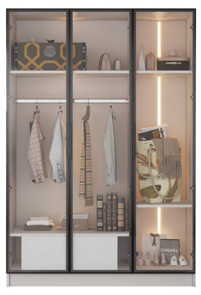 Kleiderschrank GlassGLOW Ⅲ Weiß - Holzwerkstoff - 50 x 160 x 110 cm