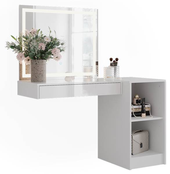Kaptafel met licht Sherry 57724 wit - plaatmateriaal op houtbasis - 120 x 76 x 51 cm