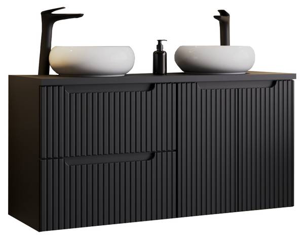 Doppelwaschtisch NEWPORT-56-83 Schwarz - Holzwerkstoff - 120 x 72 x 40 cm