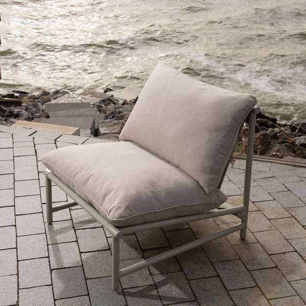 Fauteuil de jardin ELVO Gris - Tissu structuré - Microfibre - Polypropylène - 82 x 75 x 75 cm