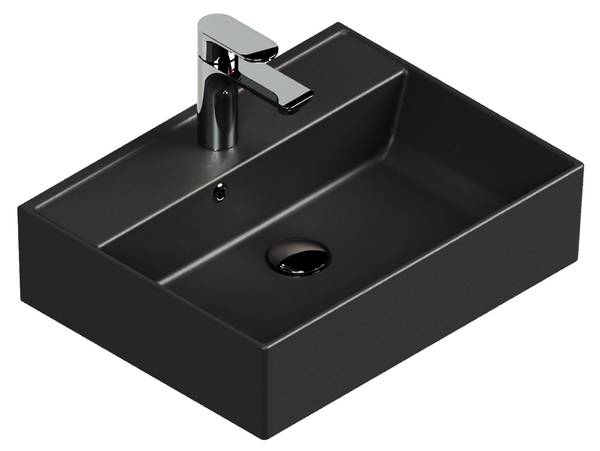 Waschbecken Plan Schwarz - Keramik - 50 x 13 x 38 cm
