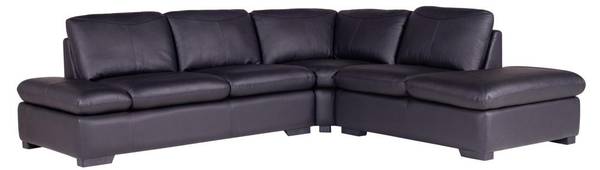 Sofa ohne Schlafmöglichkeit ONYX Schwarz - Echtleder - Textil - 268 x 79 x 231 cm