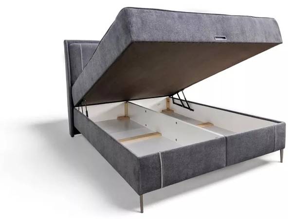 Boxspringbett Noemi Grau - Textil - 170 x 130 x 210 cm