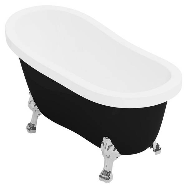 Freistehende Badewanne mit Füßen NISOS Schwarz - Naturfaser - 74 x 77 x 145 cm