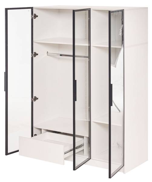 Kleiderschrank GlassGLOW Ⅲ Weiß - Holzwerkstoff - 50 x 160 x 110 cm