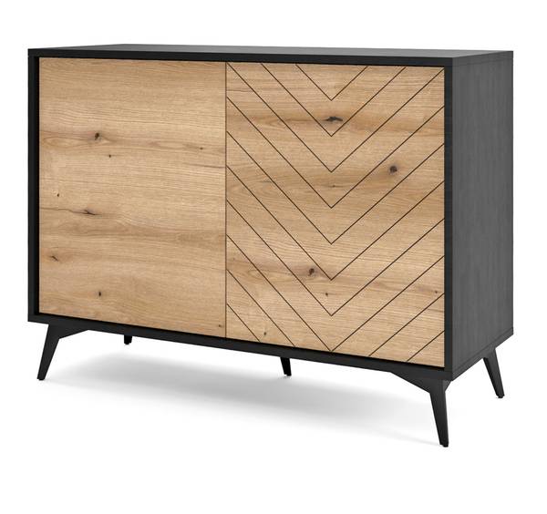 Sideboard BOULIA Schwarz - Braun - Melamin - 104 x 77 x 39 cm