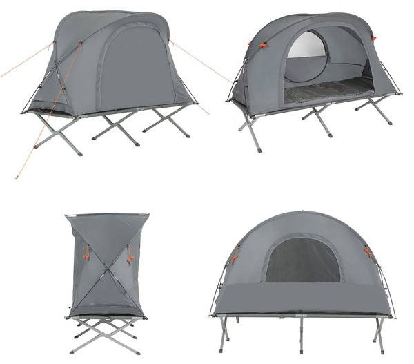 Campingzelt OGS60-HG Grau - Metall - Textil - 194 x 147 x 87 cm