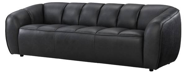 Couchgarnitur mit Sessel PRADONI 3er-Set Schwarz - Echtleder - 90 x 78 x 112 cm