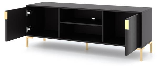 Tv lowboard FLINN RTV140 2D Schwarz - Melamin - 140 x 50 x 40 cm