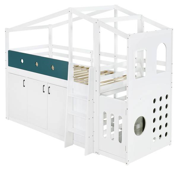 Hochbett ZoomBA130 Ⅰ Weiß - Holzwerkstoff - 110 x 190 x 257 cm