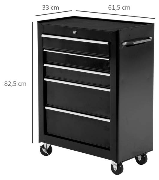 Werkstattwagen B20-004BK Schwarz - Metall - 33 x 83 x 62 cm