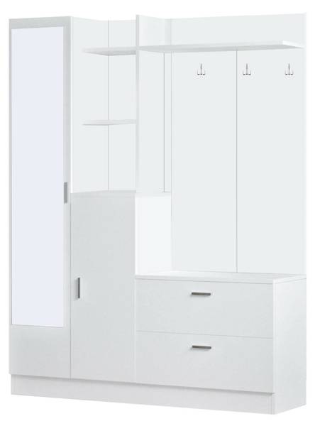 Meuble d'entrée Homam Blanc - Bois manufacturé - 140 x 182 x 37 cm