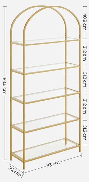 Bücherregal Tripoli Gold - Metall - 83 x 184 x 31 cm