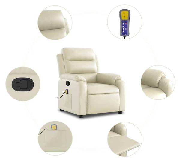 Fauteuil inclinable de massage 3032281-4 Crème - Blanc