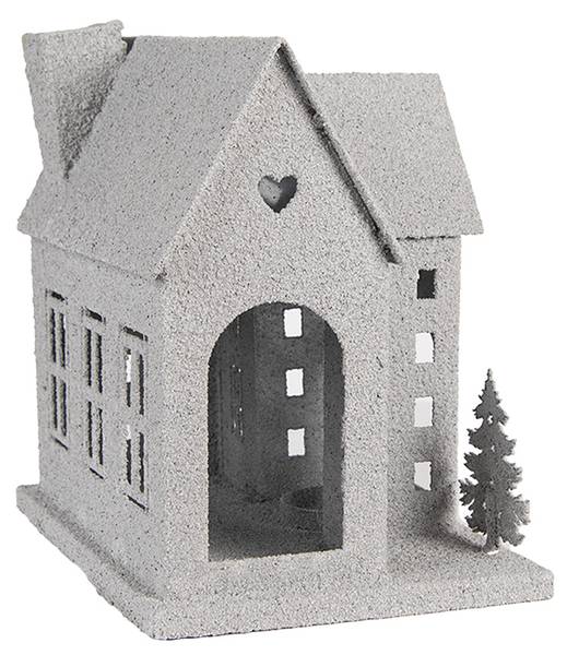 Dekorationsfigur Haus Xmas&Evin Grau - Metall - 17 x 24 x 26 cm
