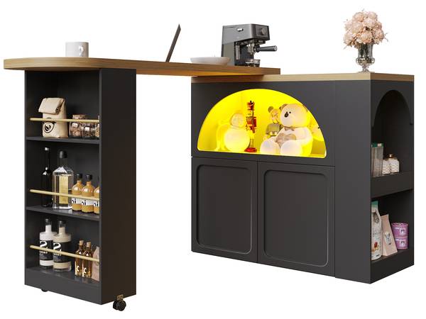 Bartisch LN-AMR Schwarz - Holzwerkstoff - 205 x 100 x 39 cm