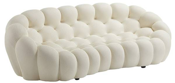 3-Sitzer Sofa Victoria Bubble Weiß - Kunstfell - 72 x 242 x 78 cm