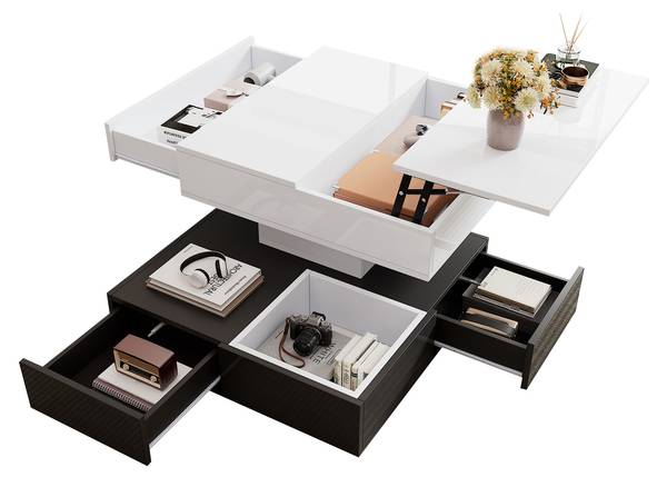 Couchtisch Hermes Ⅵ Schwarz - Weiß - Holzwerkstoff - 90 x 55 x 90 cm