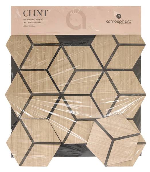 Panneau décoratif mural CLINT Beige - Bois manufacturé - 57 x 69 x 2 cm