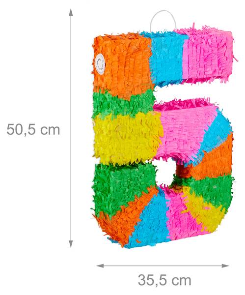 Pinata Zahl mit Stab und Maske Blau - Hellrosa - Orange
