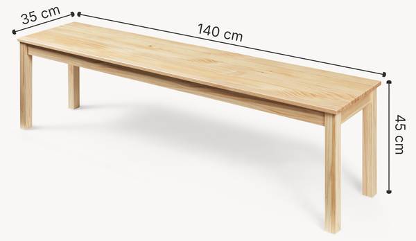 Banc de salle à manger Trerunulu Pin - Profondeur : 140 cm