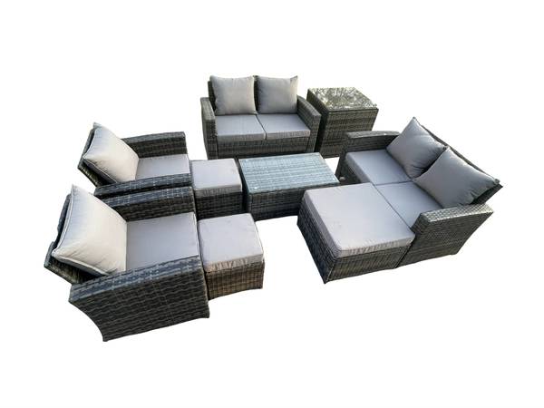 Gartenmöbel Set Mit Tisch I(9er-Set) Grau - Webstoff - 70 x 74 x 124 cm