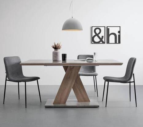 Esstisch SANNA Grau - Glas - 160 x 90 x 76 cm