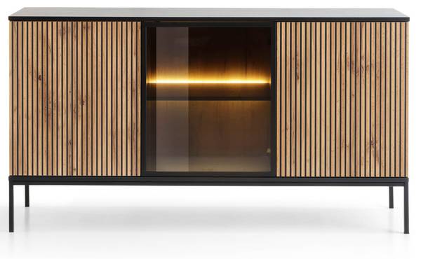 Kommode DEO Braun - Grau - Rauchglas - ABS - 154 x 83 x 39 cm