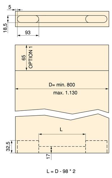 Beschlag für Schiebetür Wall Metall - 4 x 2 x 113 cm