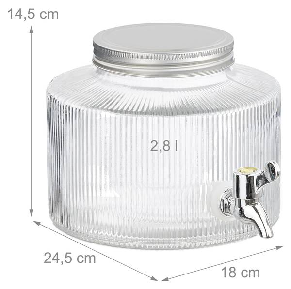 Dekorativer Getränkespender 2,8 Liter Silber - Eisen - 18 x 15 x 25 cm
