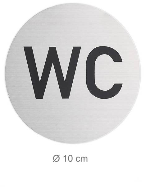 Zelfklevend wc bordje set van 4 zwart - zilver - aluminium - 10 x 10 x 1 cm