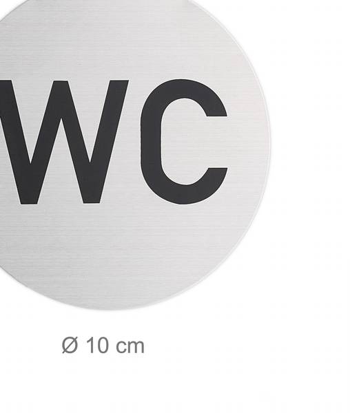 Lot de 4 pancartes pour les WC Noir - Argenté - Aluminium - 10 x 10 x 1 cm