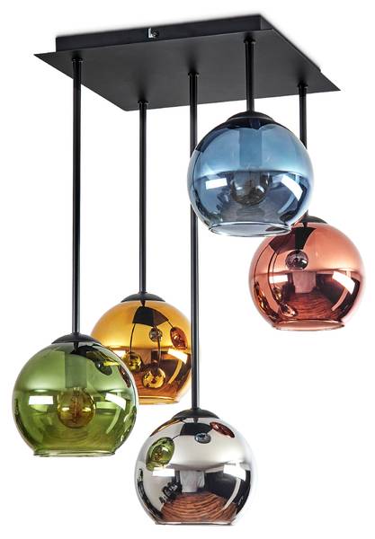 Deckenleuchte Cesaro Blau - Gold - Grau - Grün - Silber - Metall - 70 x 44 x 70 cm