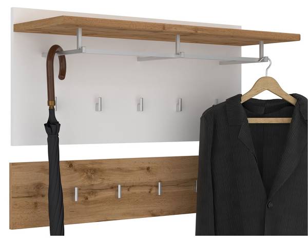 Garderobeset BILBAO bruin - plaatmateriaal op houtbasis - 90 x 60 x 34 cm