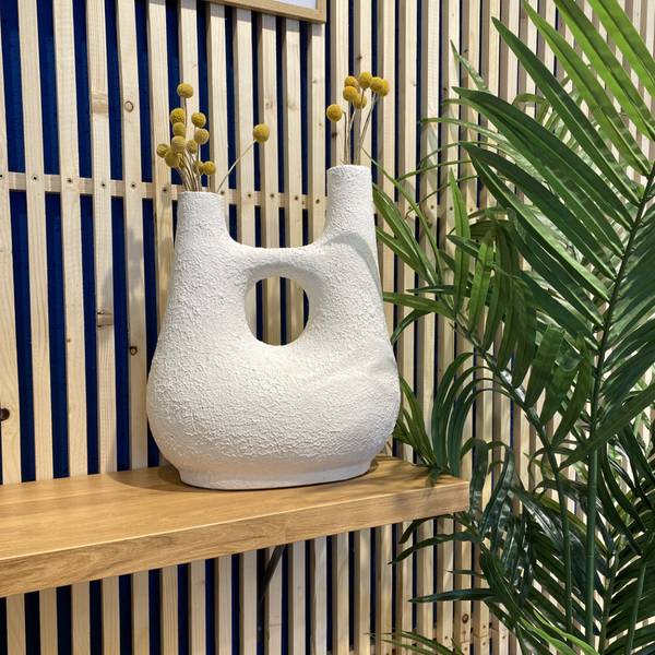Vase Cruz Blanc - Fibres naturelles - 34 x 42 x 23 cm