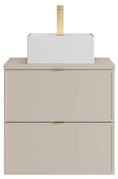 Einzelwaschtisch ONDIL Beige - Holz teilmassiv - 45 x 60 x 60 cm