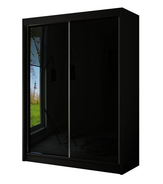 Kleiderschrank PEKA Schwarz - Breite: 200 cm - Hochglanz