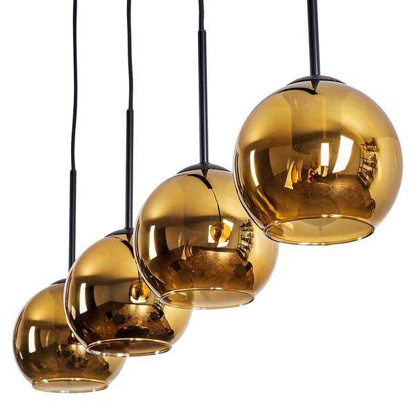 Pendelleuchte Cesaro Gold - Aluminium - Klarglas - 10 x 120 x 92 cm