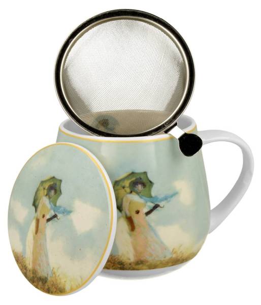 Becher Monet Woman mit Teesieb 3er Set Porzellan - 13 x 10 x 8 cm