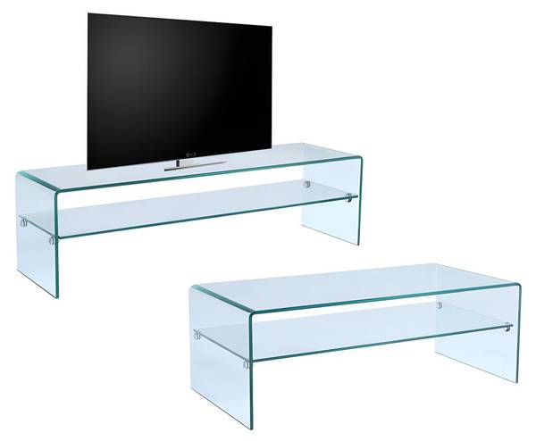 Set Wohnzimmer komplett STILEOS Glas - 60 x 43 x 140 cm