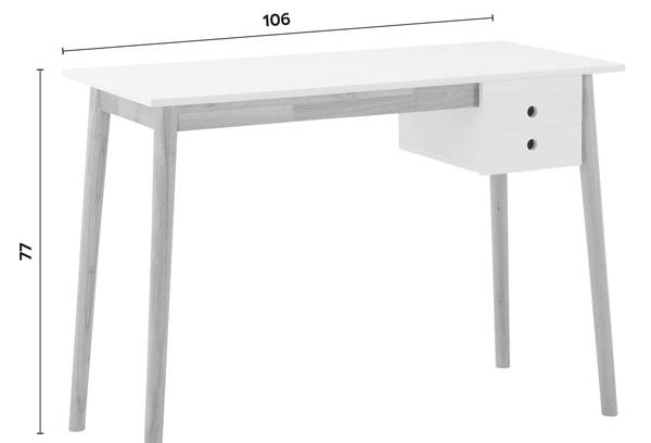 Schreibtisch MELANIE Weiß - Massivholz - 48 x 77 x 106 cm