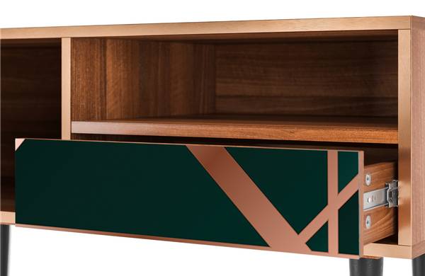 TV-Lowboard T3 Walnuss Grün - Holzwerkstoff - 115 x 59 x 48 cm