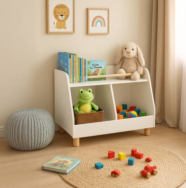 Kinderregal niedrig für Spielzeug Braun - Weiß - Holzwerkstoff - 72 x 52 x 38 cm