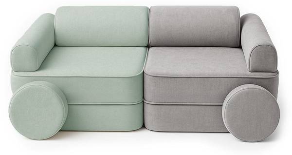 Kindersofa Softline Grau - Olivgrün