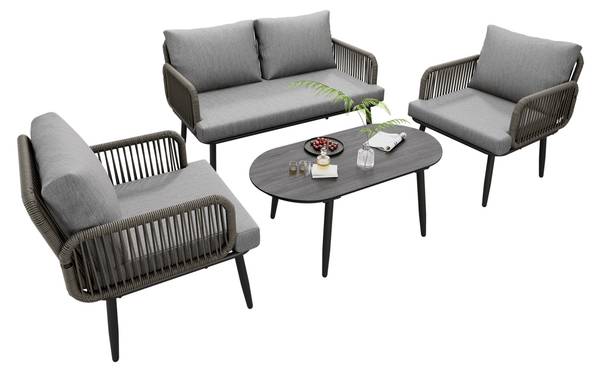 Ensemble de quatre pièces de jardin Gris - Matière plastique - 120 x 74 x 74 cm