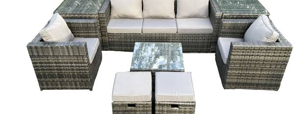 Loungegruppe A(8er-Set) Grau - Webstoff - 177 x 66 x 65 cm