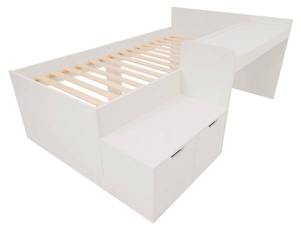 Kinderbett LucyWoody Ⅰ Weiß - Holzwerkstoff - Massivholz - 137 x 83 x 205 cm