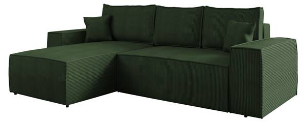 Ecksofa Malaga L Cord Moosgrün - Ecke davorstehend links