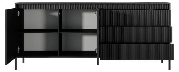 Breite Kommode geriffelte SENSO Schwarz Schwarz
