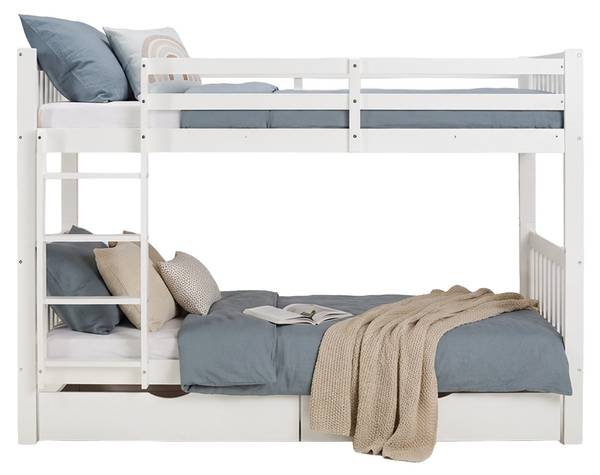 Lit superposé 3053 Avec sommier à lattes & matelas - Avec coffre de lit